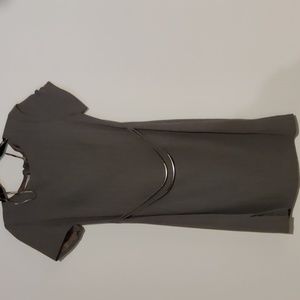 David Warren Gray Sheath Dress With Metal at Waist Size 4
